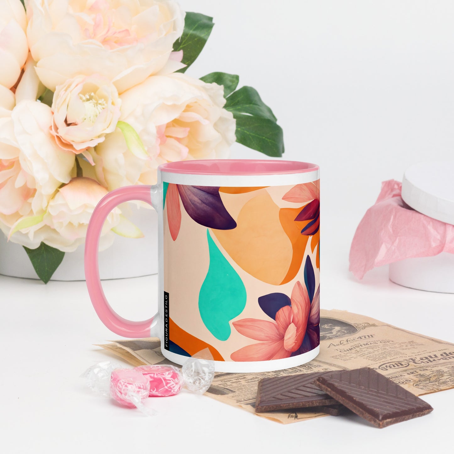 Flora Ceramic Mug with Color Inside