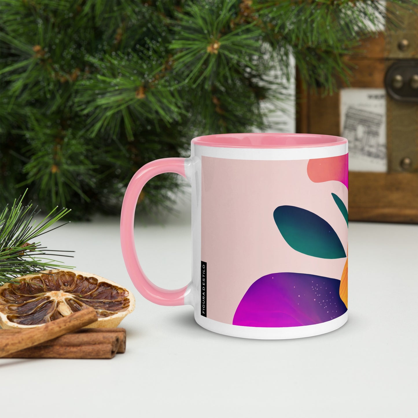 Zinnia Ceramic Mug with Color Inside