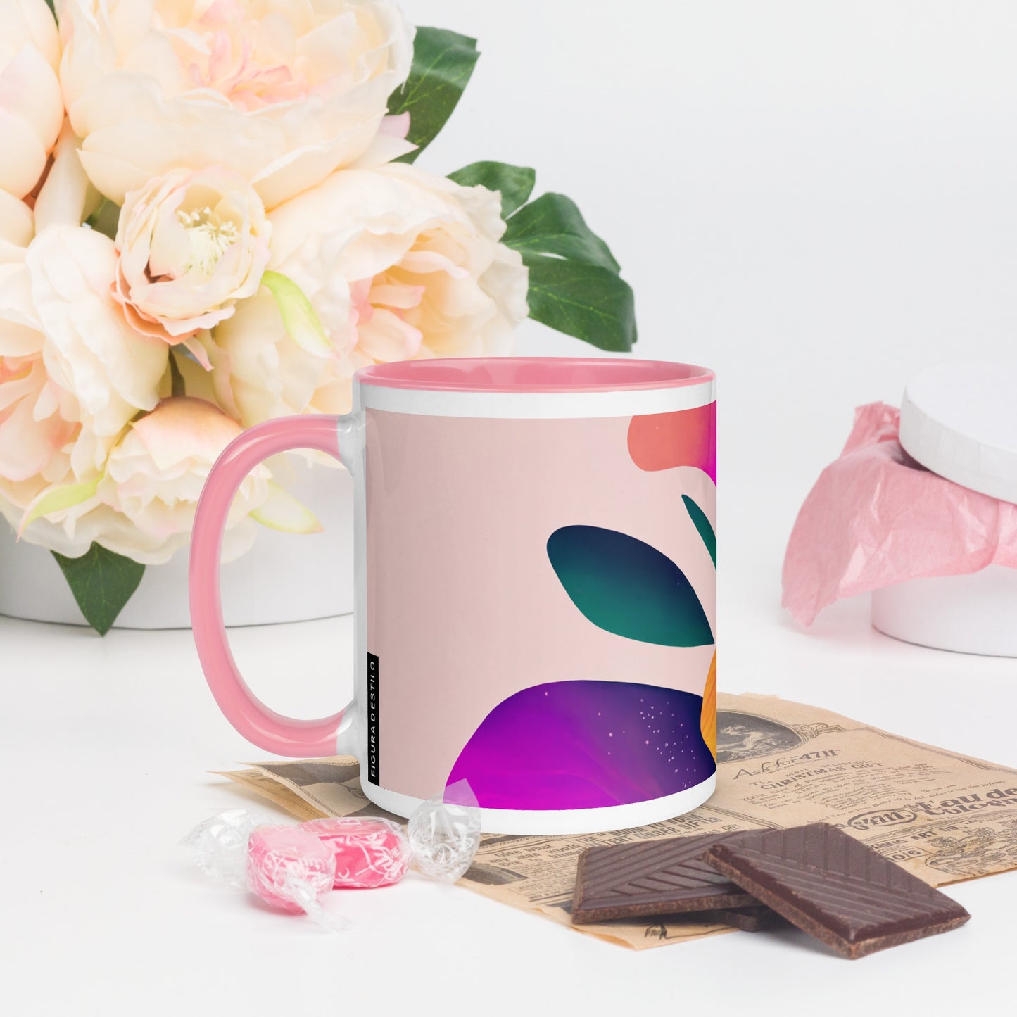 Zinnia Ceramic Mug with Color Inside