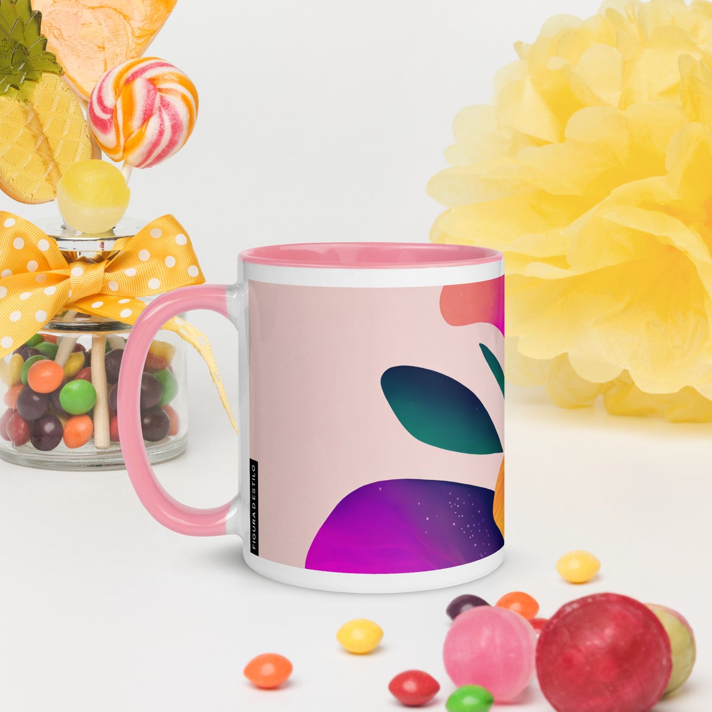 Zinnia Ceramic Mug with Color Inside