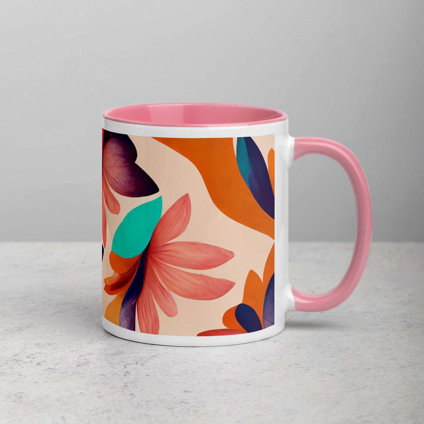 Flora Ceramic Mug with Color Inside