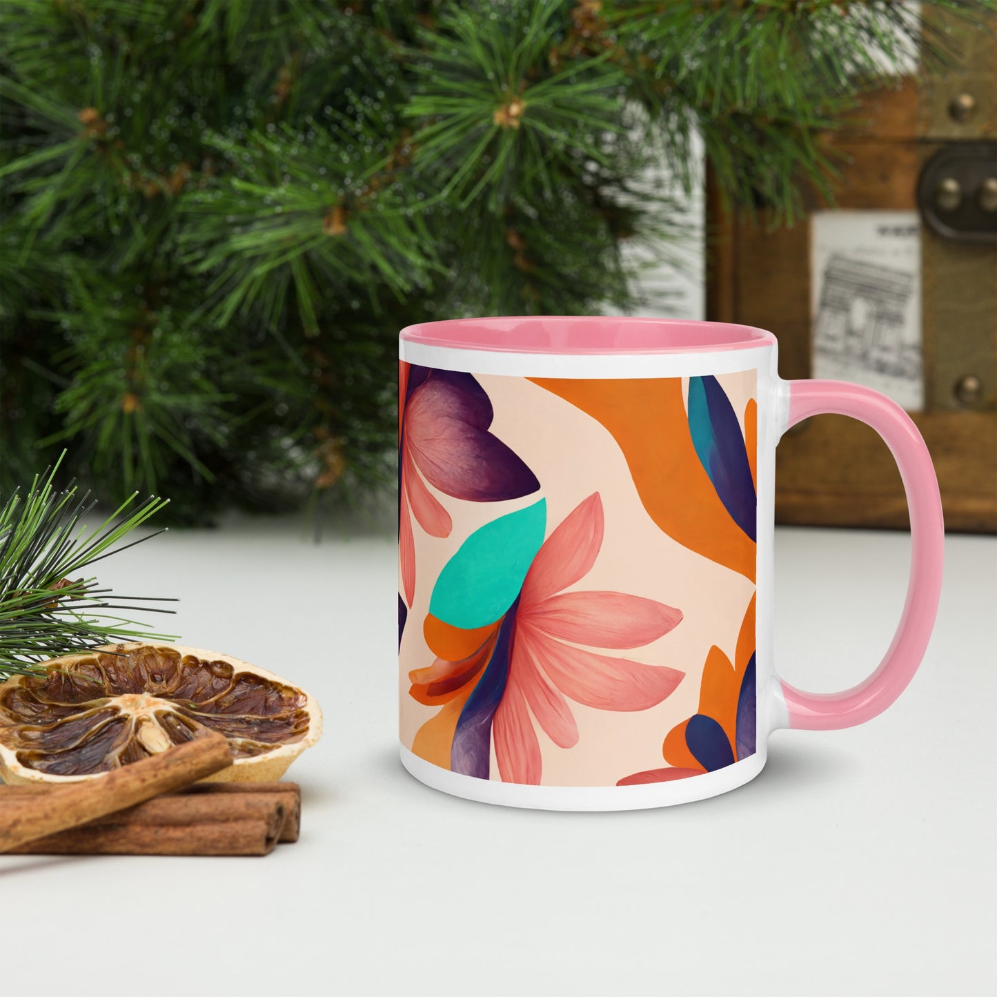 Flora Ceramic Mug with Color Inside