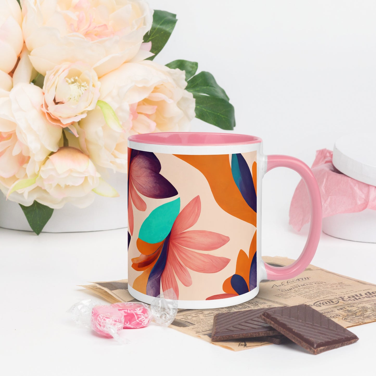 Flora Ceramic Mug with Color Inside
