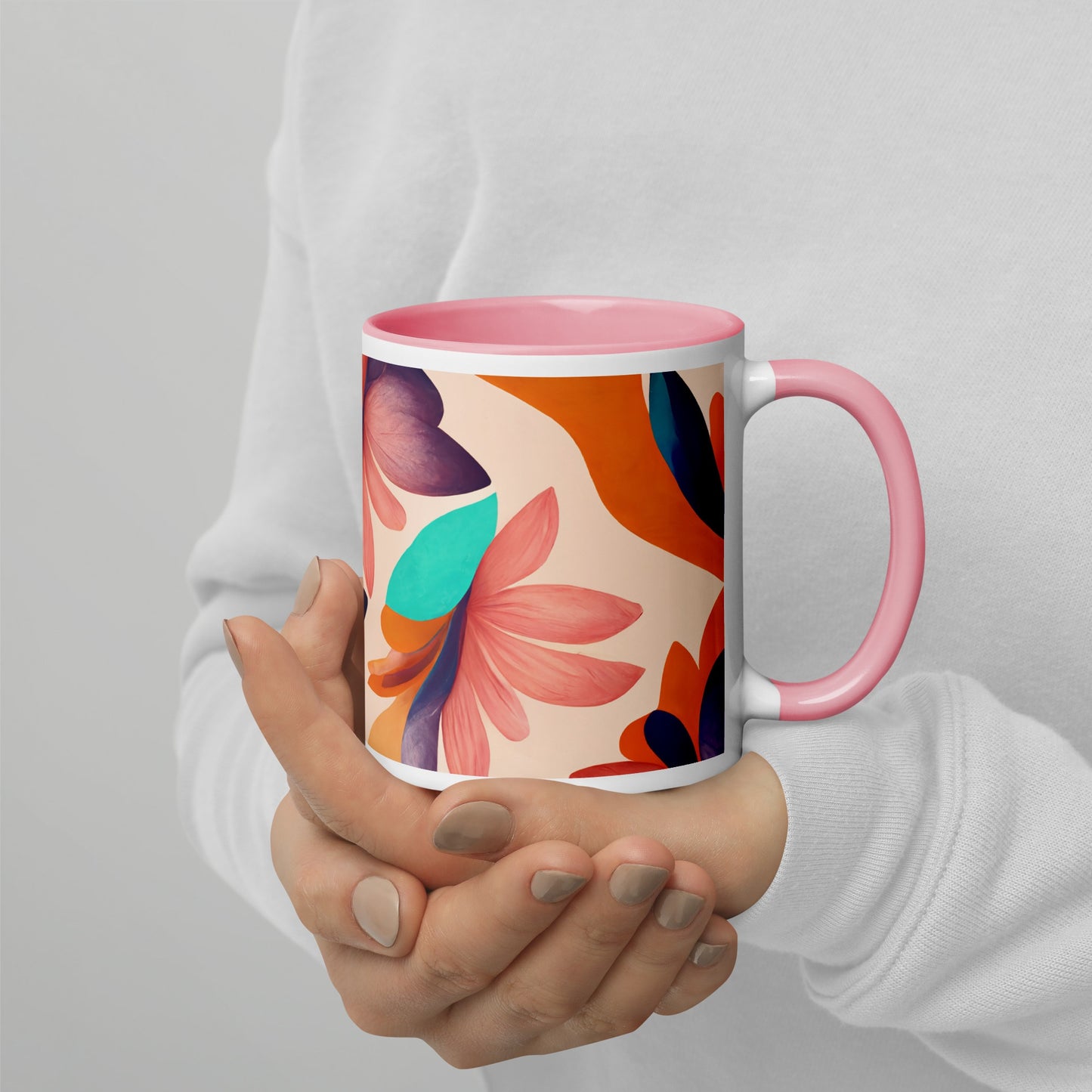 Flora Ceramic Mug with Color Inside