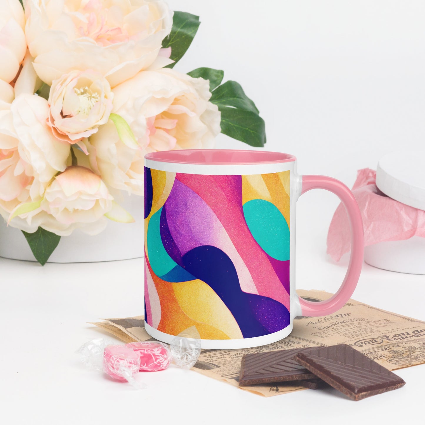 Summer Waves Ceramic Mug with Color Inside