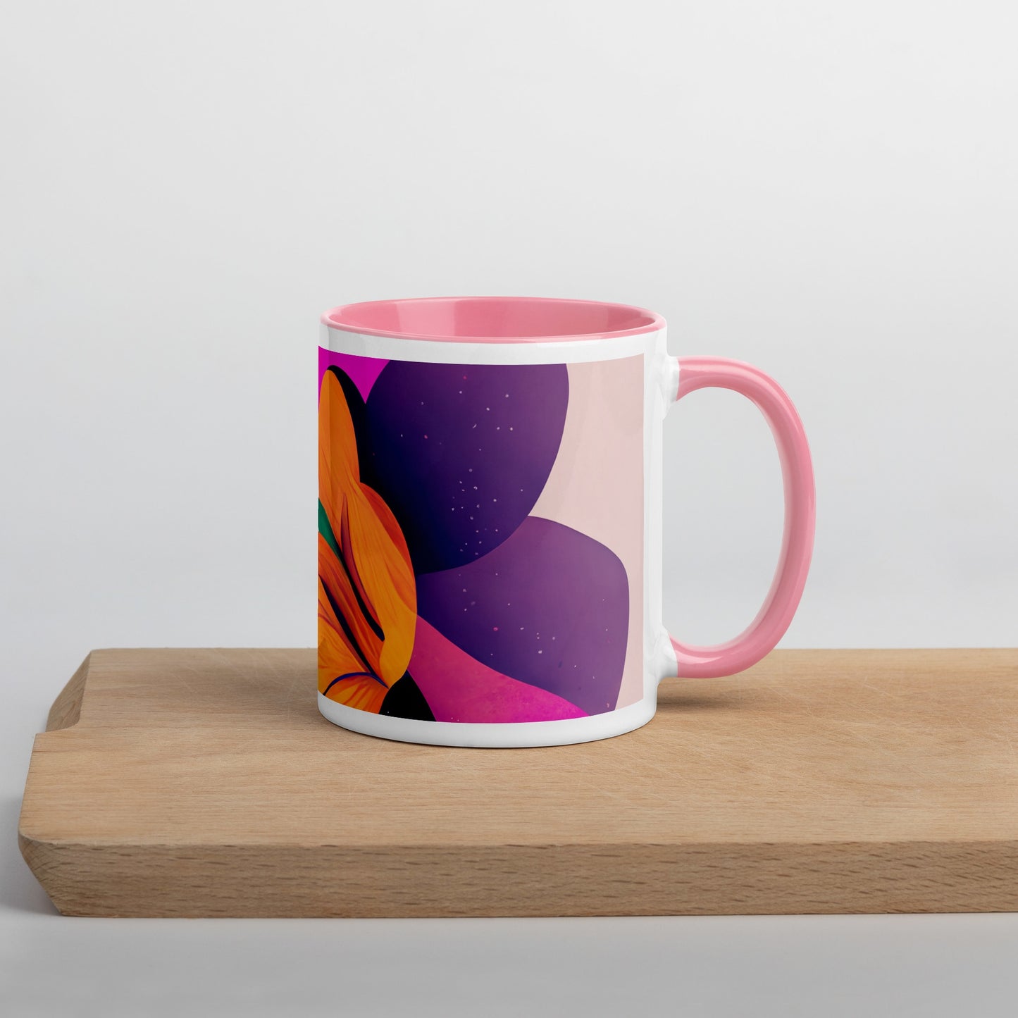 Zinnia Ceramic Mug with Color Inside