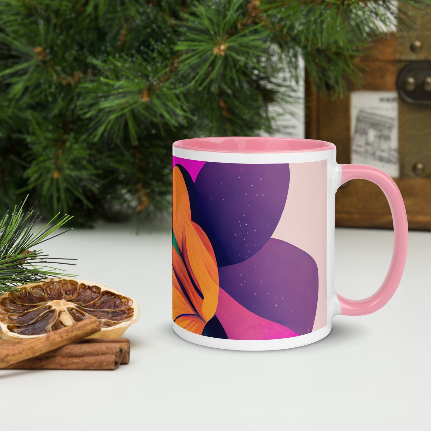 Zinnia Ceramic Mug with Color Inside