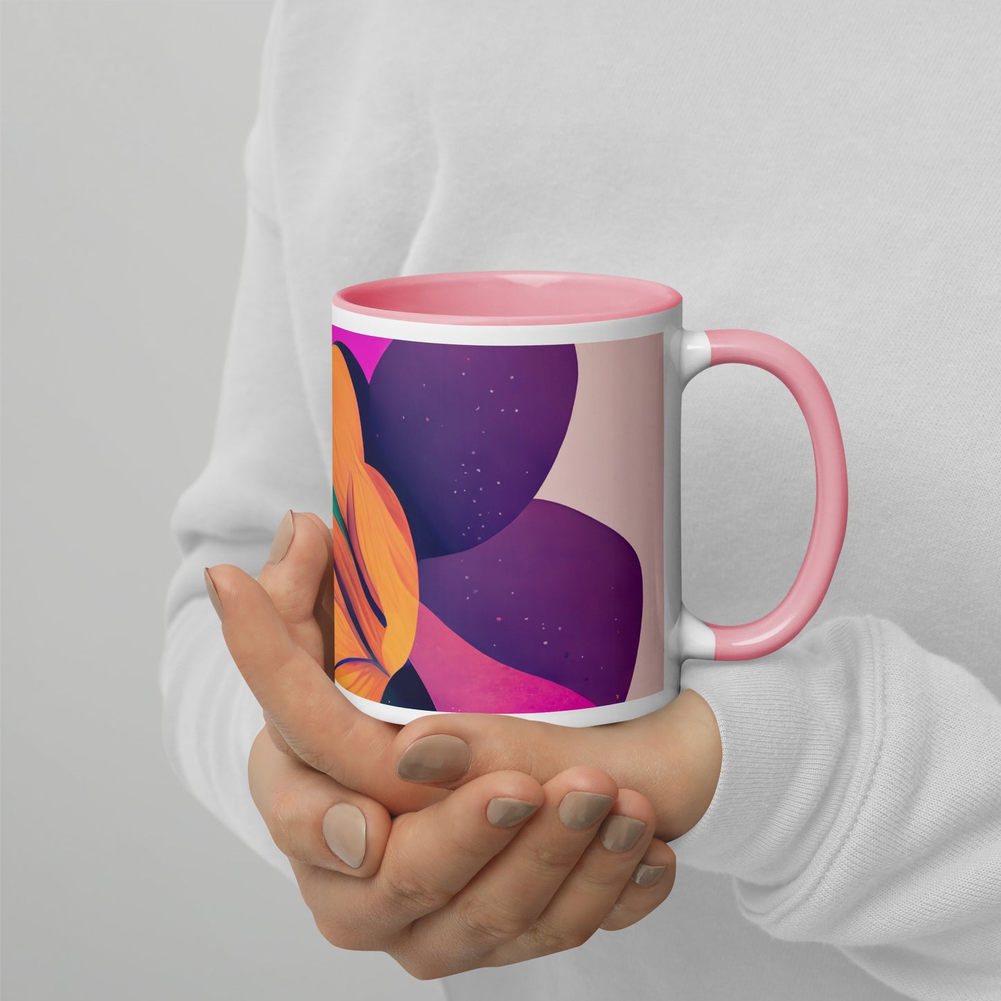 Zinnia Ceramic Mug with Color Inside
