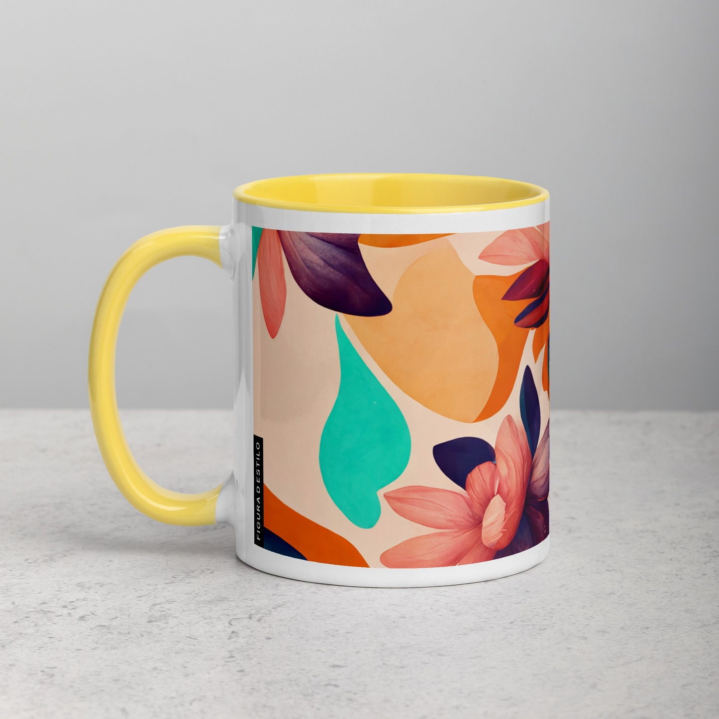 Flora Ceramic Mug with Color Inside