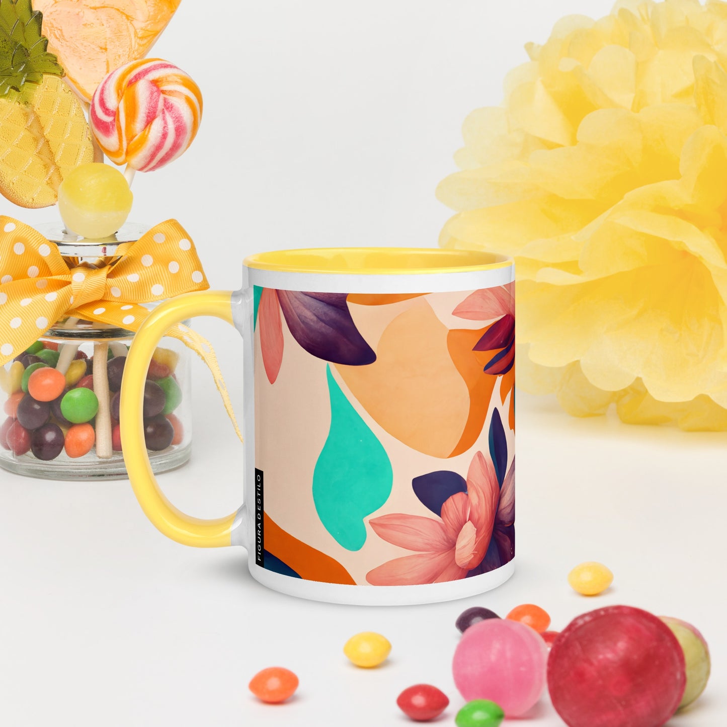 Flora Ceramic Mug with Color Inside