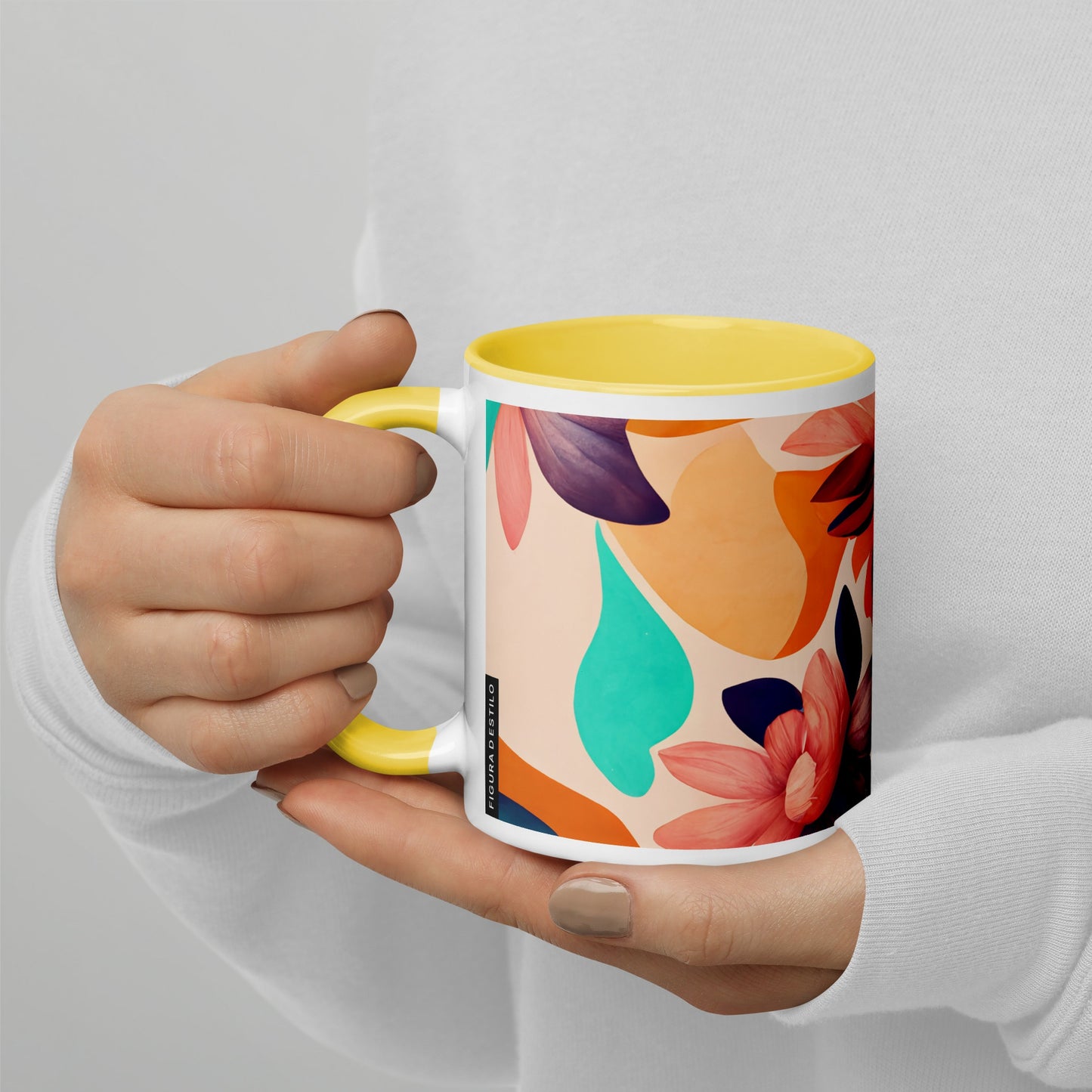 Flora Ceramic Mug with Color Inside