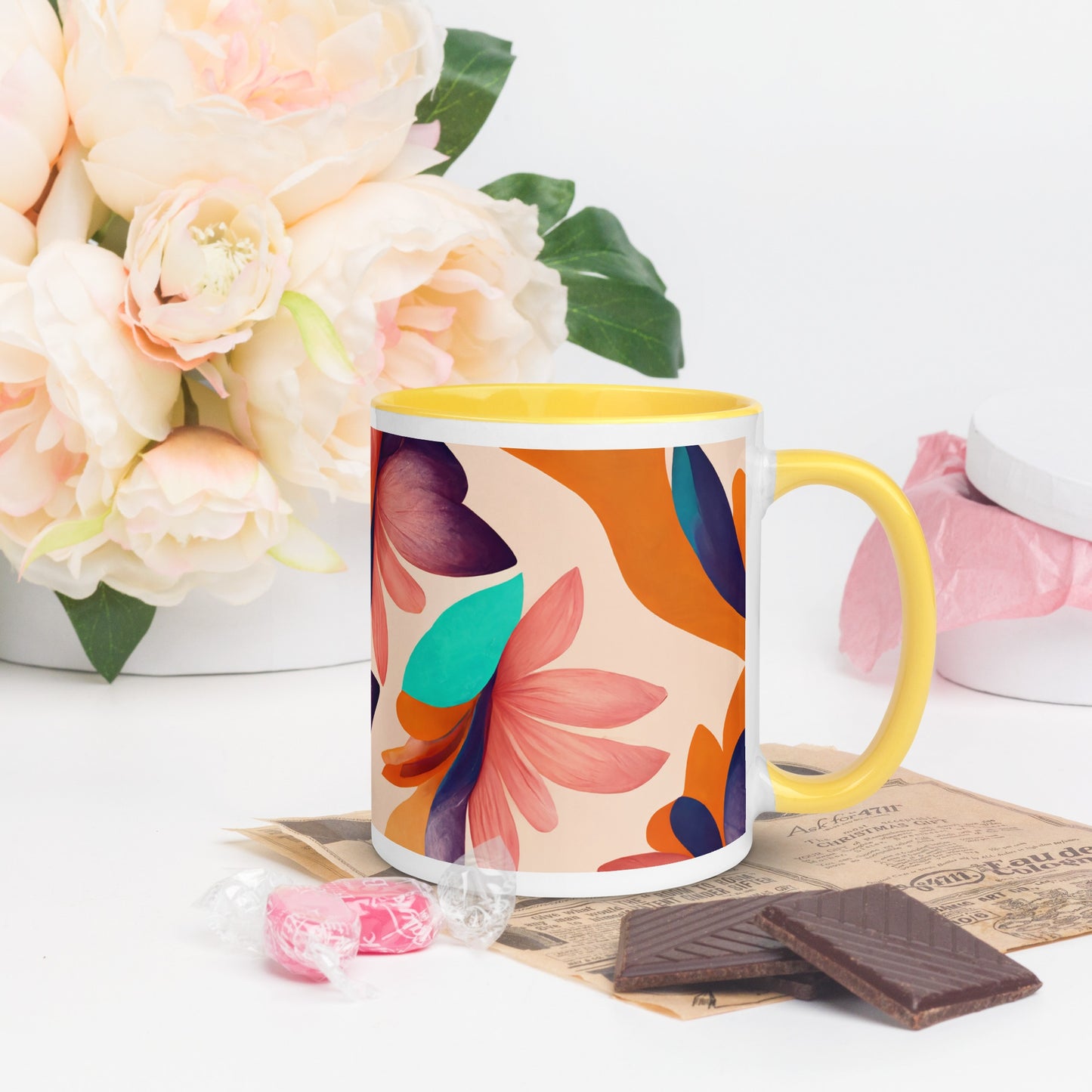 Flora Ceramic Mug with Color Inside