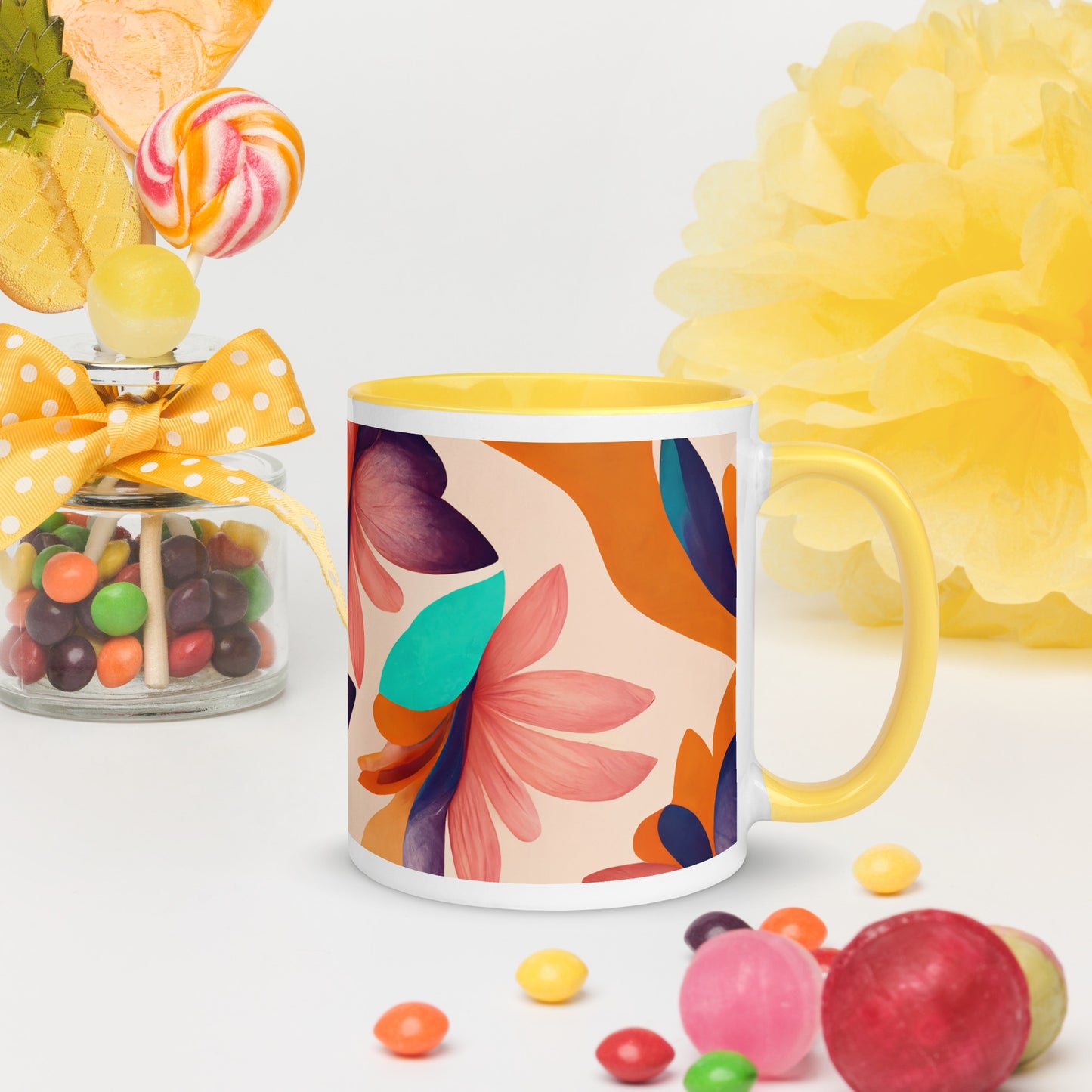 Flora Ceramic Mug with Color Inside