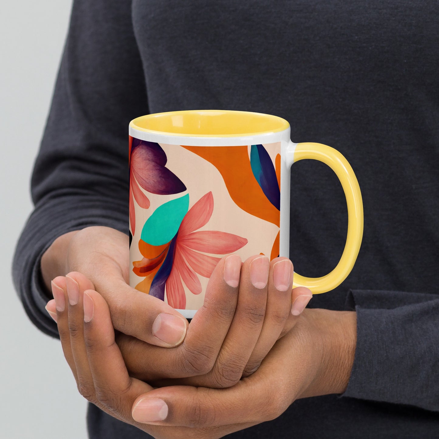 Flora Ceramic Mug with Color Inside