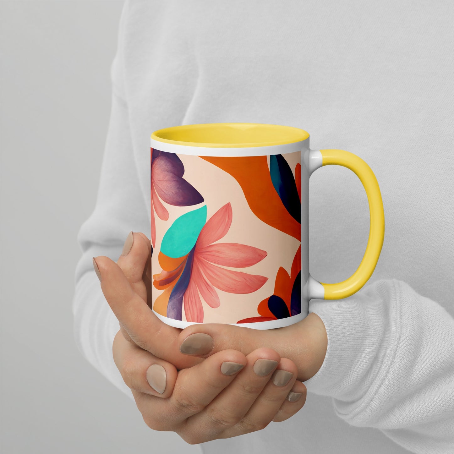 Flora Ceramic Mug with Color Inside