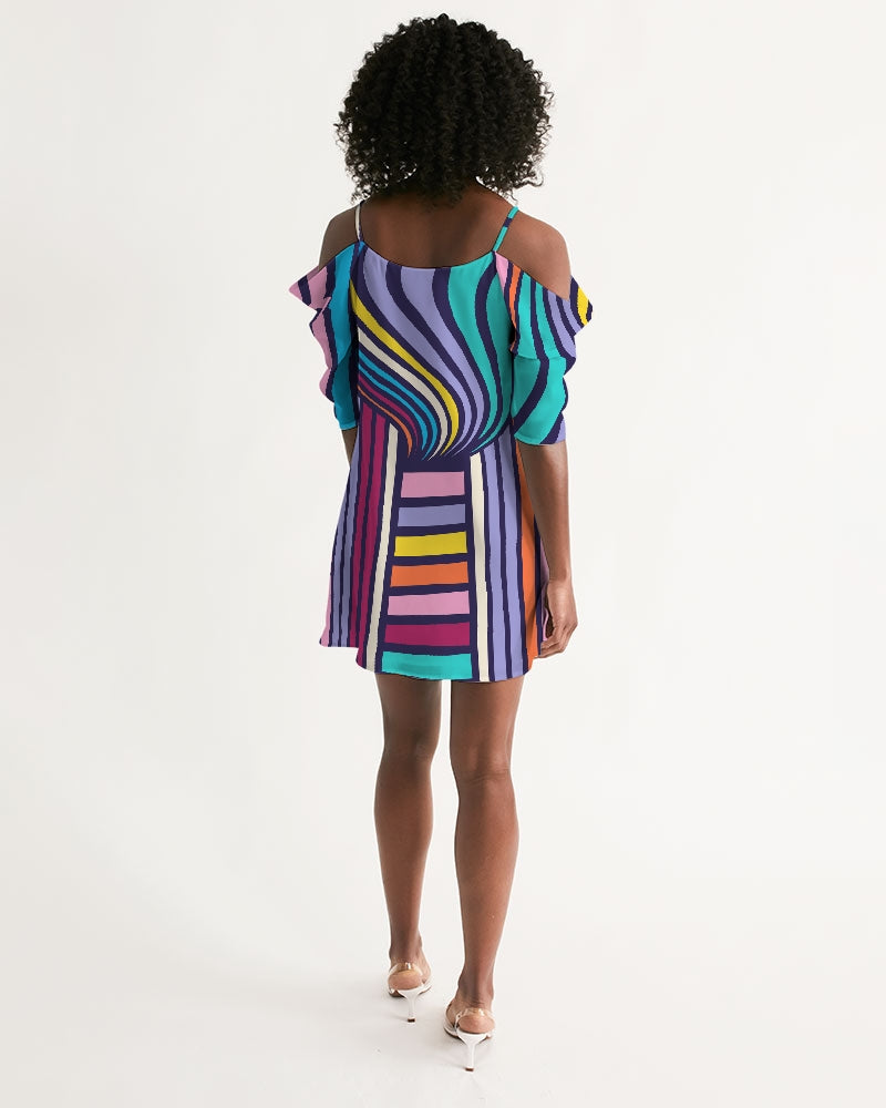 Lines of Harmony Open Shoulder A-Line Dress