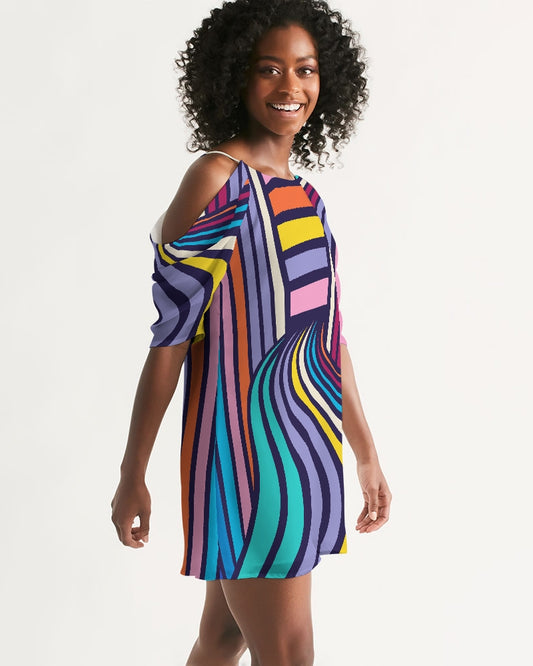 Lines of Harmony Open Shoulder A-Line Dress