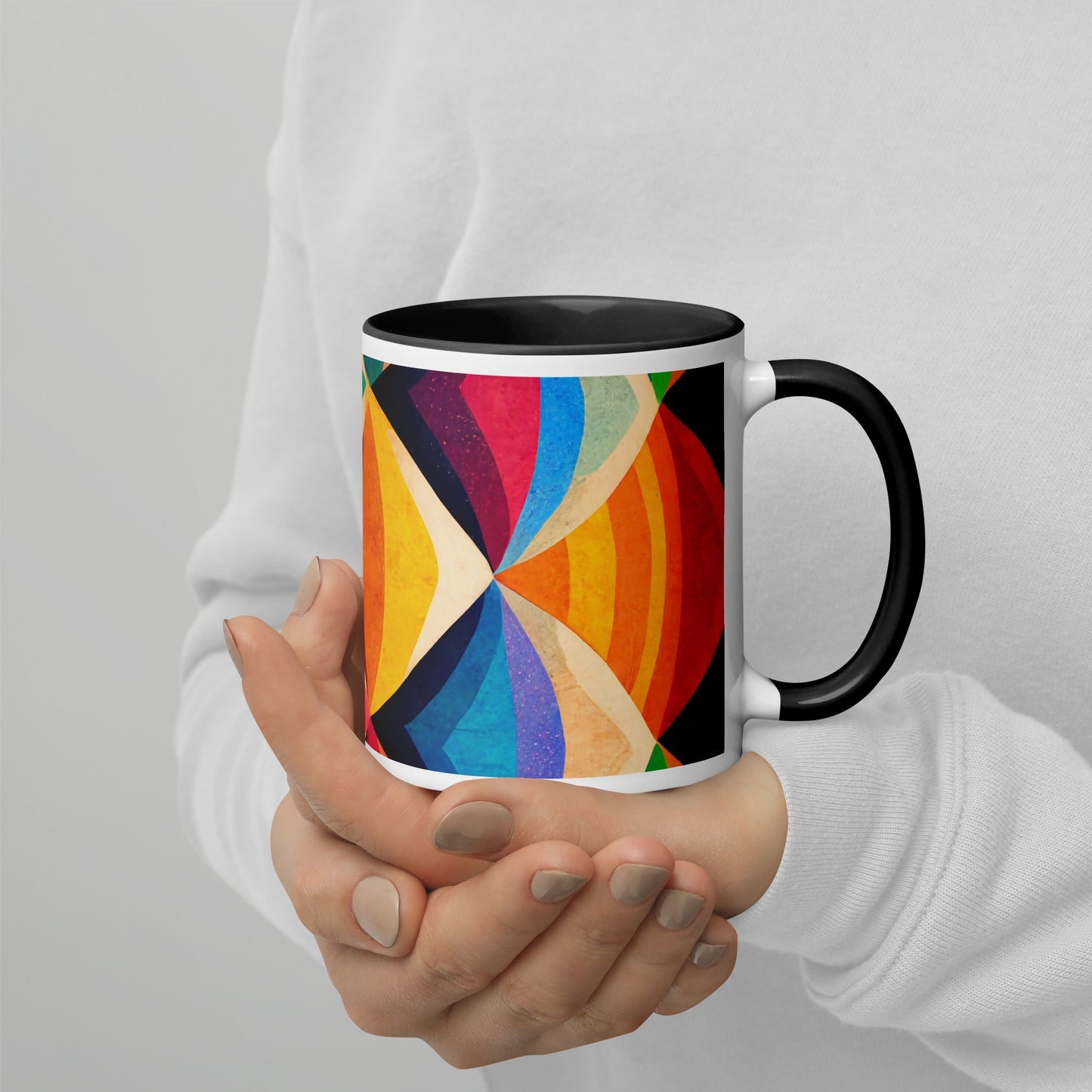 Symmetrical Illusion Ceramic Mug with Color Inside