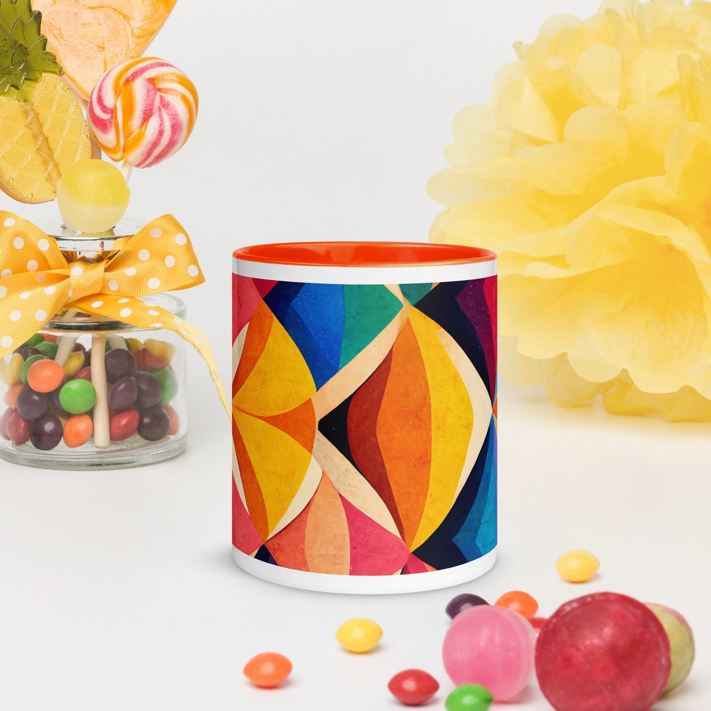 Symmetrical Illusion Ceramic Mug with Color Inside