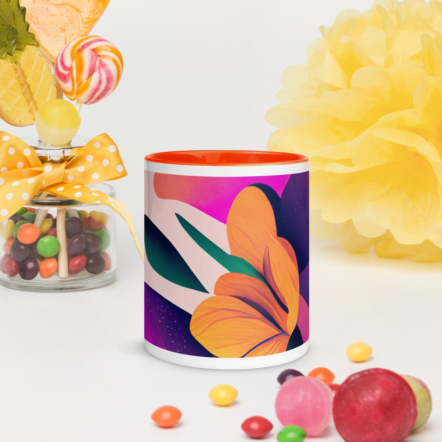 Zinnia Ceramic Mug with Color Inside