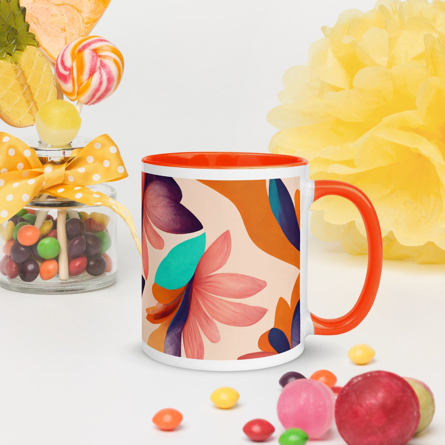Flora Ceramic Mug with Color Inside