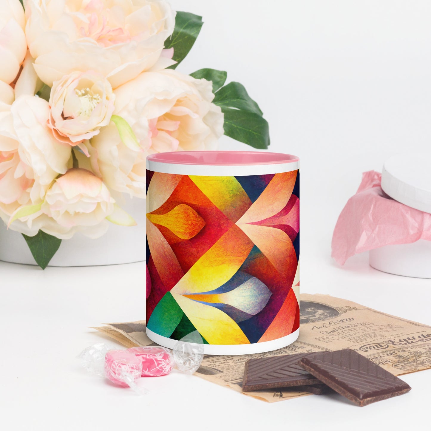 Petals Ceramic Mug with Color Inside