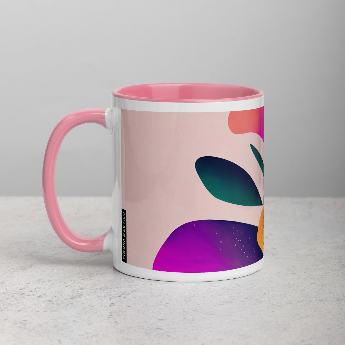 Zinnia Ceramic Mug with Color Inside